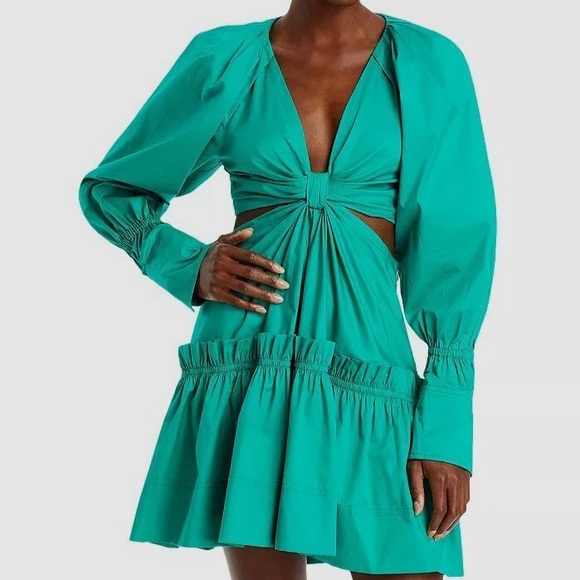 ALC Green Puff Sleeve Dress Size 2 - Picture 1 of 4